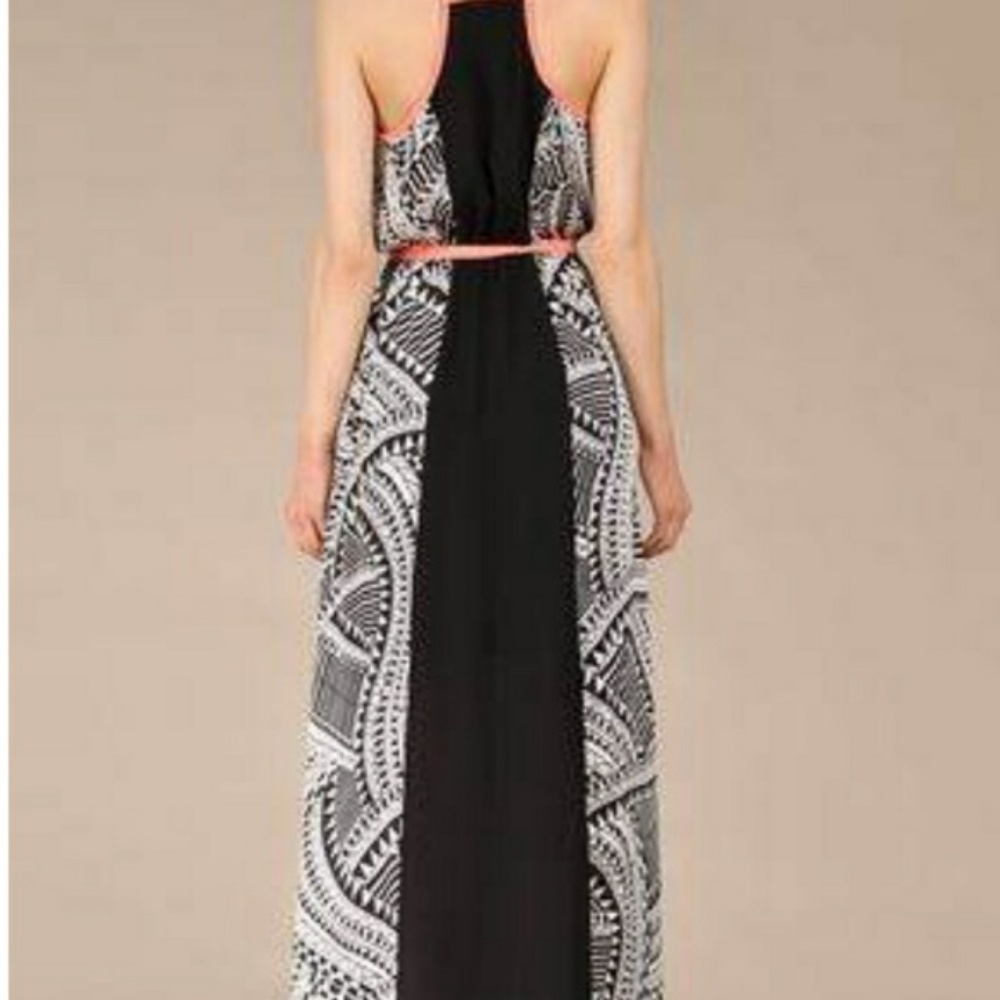NWT Sheer long dress Black white swimsuit cover summer maxi tank medium small - Picture 3 of 4